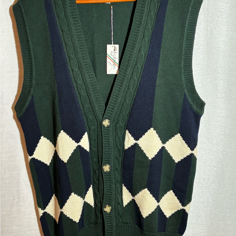 NWT Monsanto Golf Button Up Sweater Vest men’s Large